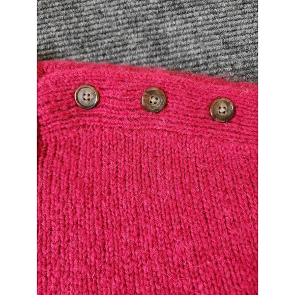 J. Crew Alpaca Wool Blend Sweater Button Shoulder Crewneck Raspberry Size Large - Picture 5 of 8